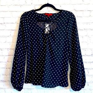 Red by BKE classic black & white ties in front long sleeve blouse size XS